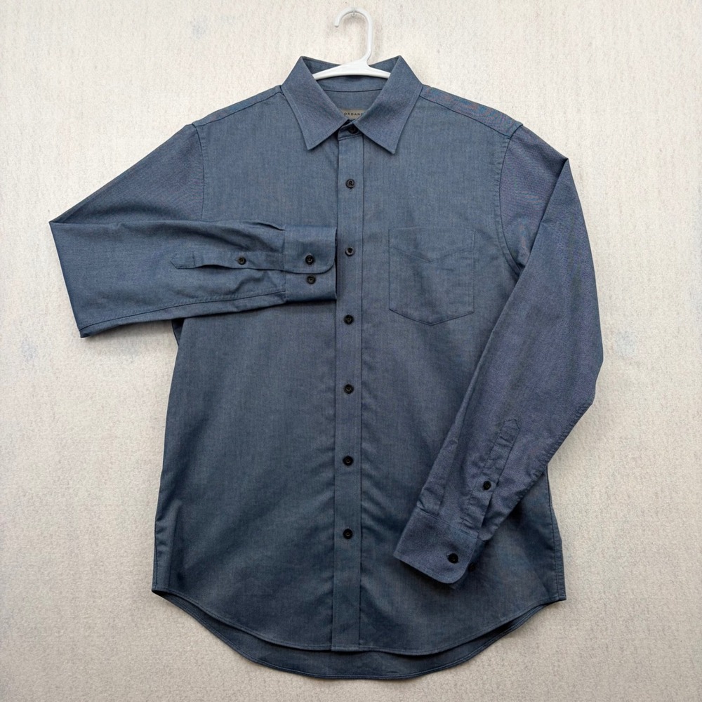 Giordano Mens Small Blue Wrinkle Free Classic Fit Long Sleeve Button Down Shirt